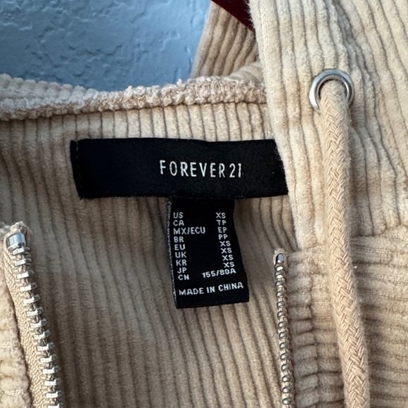 Forever 21 Tan Corduroy Hoodie Size XS - Picture 2 of 9